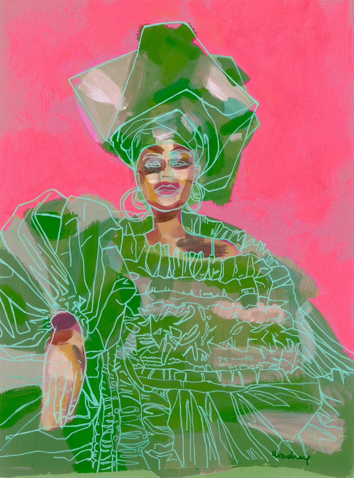 'Green Gele' Print