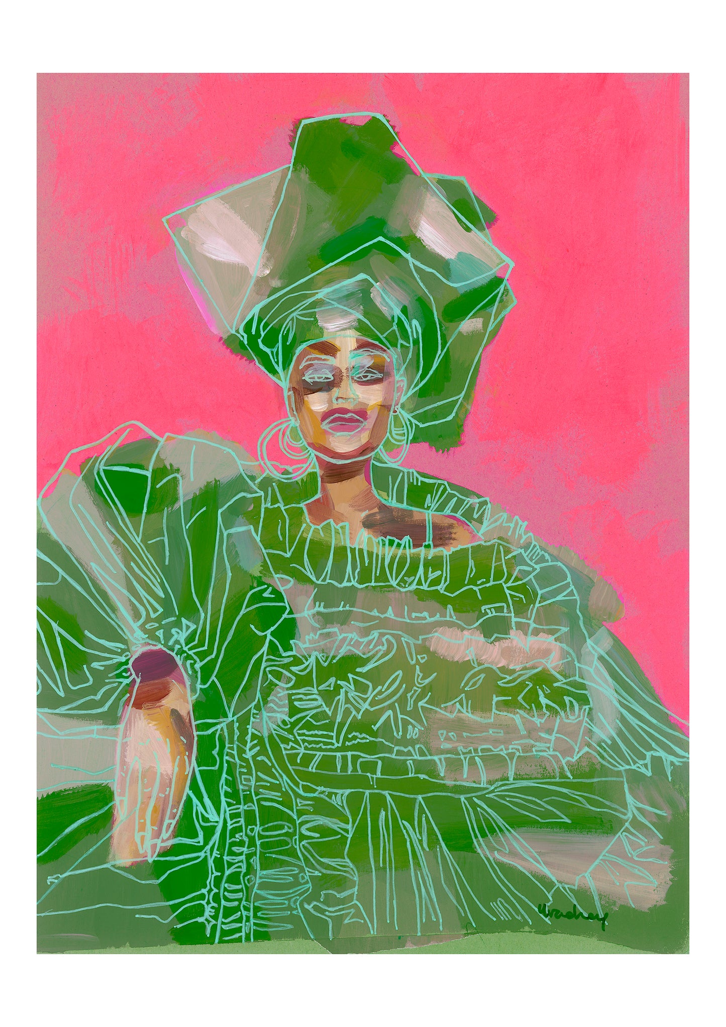 'Green Gele' Print